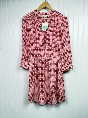 BODEN Silk Dress Tie Waist 3/4 Sleeve Womens 8R WH881 Flowers Lined NWT